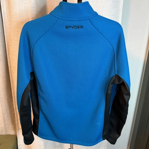 Spyder Men's Blue and Black Half-Zip Sweater - Picture 2 of 4
